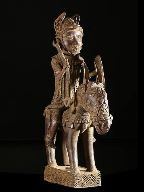 Oba et son cheval - Nigeria - BIni Edo - Bronze cire perdue