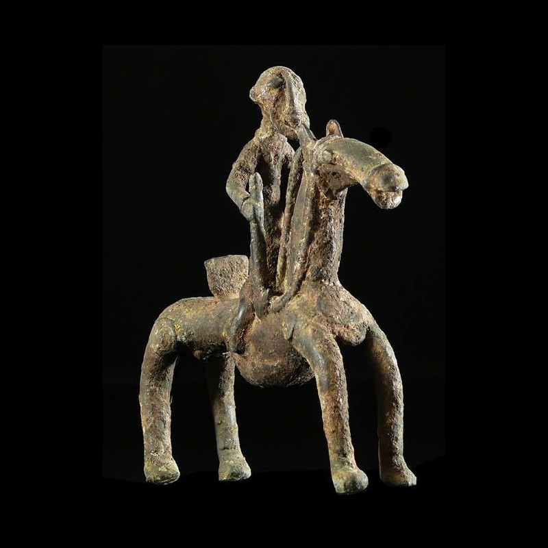 Cavalier et son cheval en bronze - Dogon - Mali
