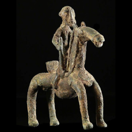 Cavalier et son cheval en bronze - Dogon - Mali