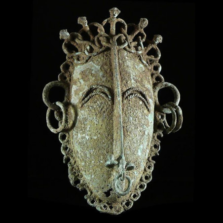 Masque Bronze ancien - Tikar - Cameroun
