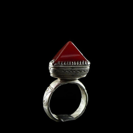 Bague en argent et agathe - Touareg - Niger