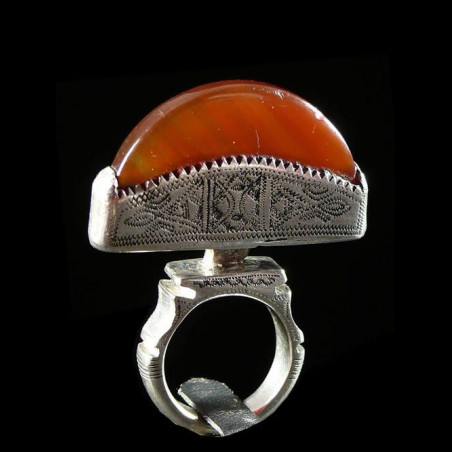 Bague en argent et agathe - Touareg - Niger