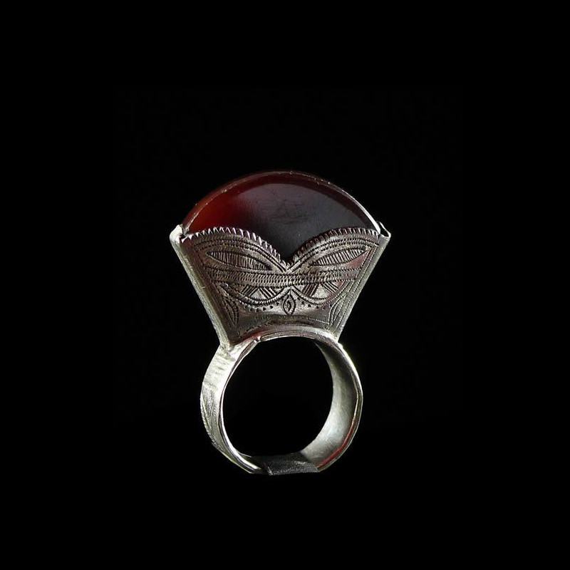 Bague en argent et agathe - Touareg - Niger
