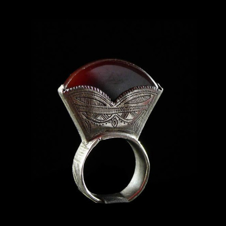 Bague en argent et agathe - Touareg - Niger