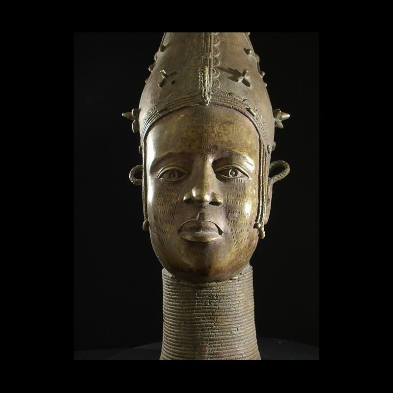Tete de reine mere en Bronze - Ife - Bini Edo - bronzes du Benin