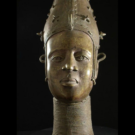 Tete de reine mere en Bronze - Ife - Bini Edo - bronzes du Benin