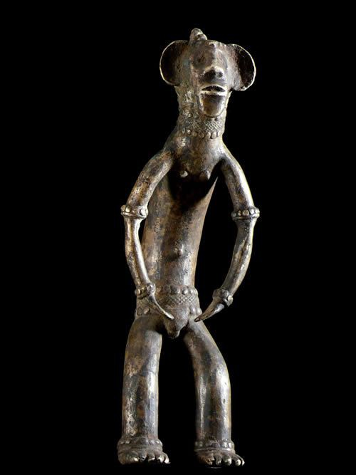 Statuette en alliage de bronze - Verre / Were - Nigeria Cameroun