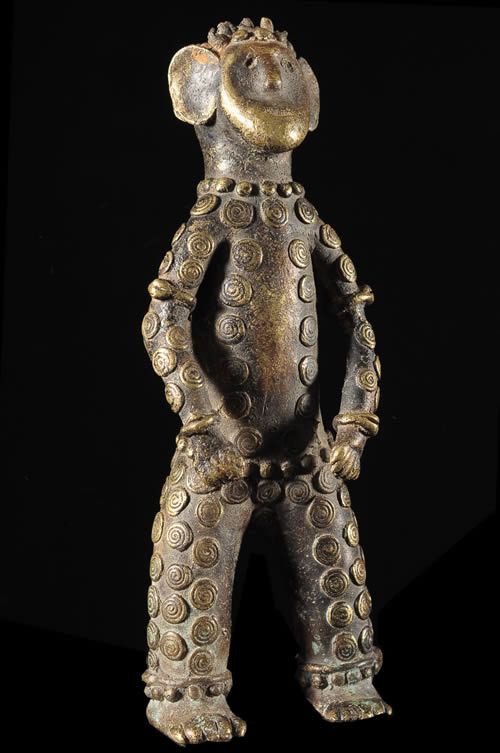 Statuette en alliage de bronze - Verre / Were - Nigeria Cameroun