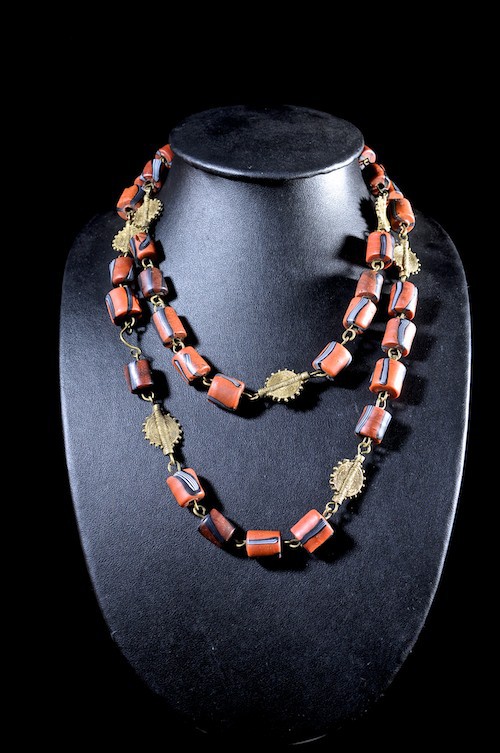 Collier en laiton et perles de traite  - Bambara - Mali