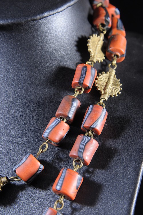 Collier en laiton et perles de traite  - Bambara - Mali