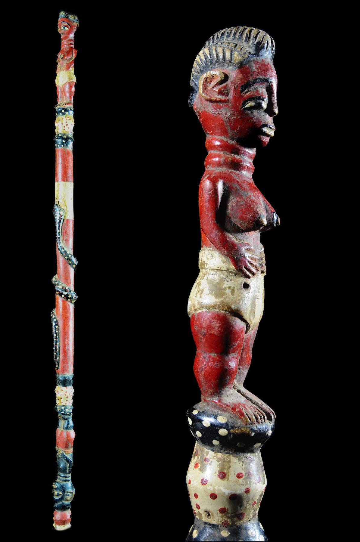 Canne de dignitaire polychrome - Baoule - Côte d'Ivoire - Objets de regalia