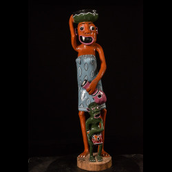 Sculpture Shetani Femme Vase Et Enfant - Agostino Malaba - Makonde