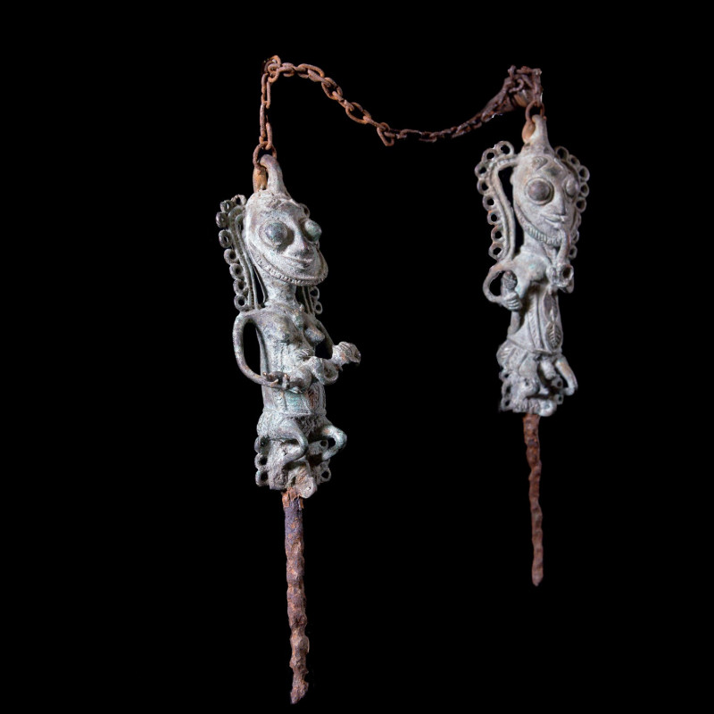Statuette Edan en paire de la societe Ogboni - Yoruba Nigeria - Bronzes