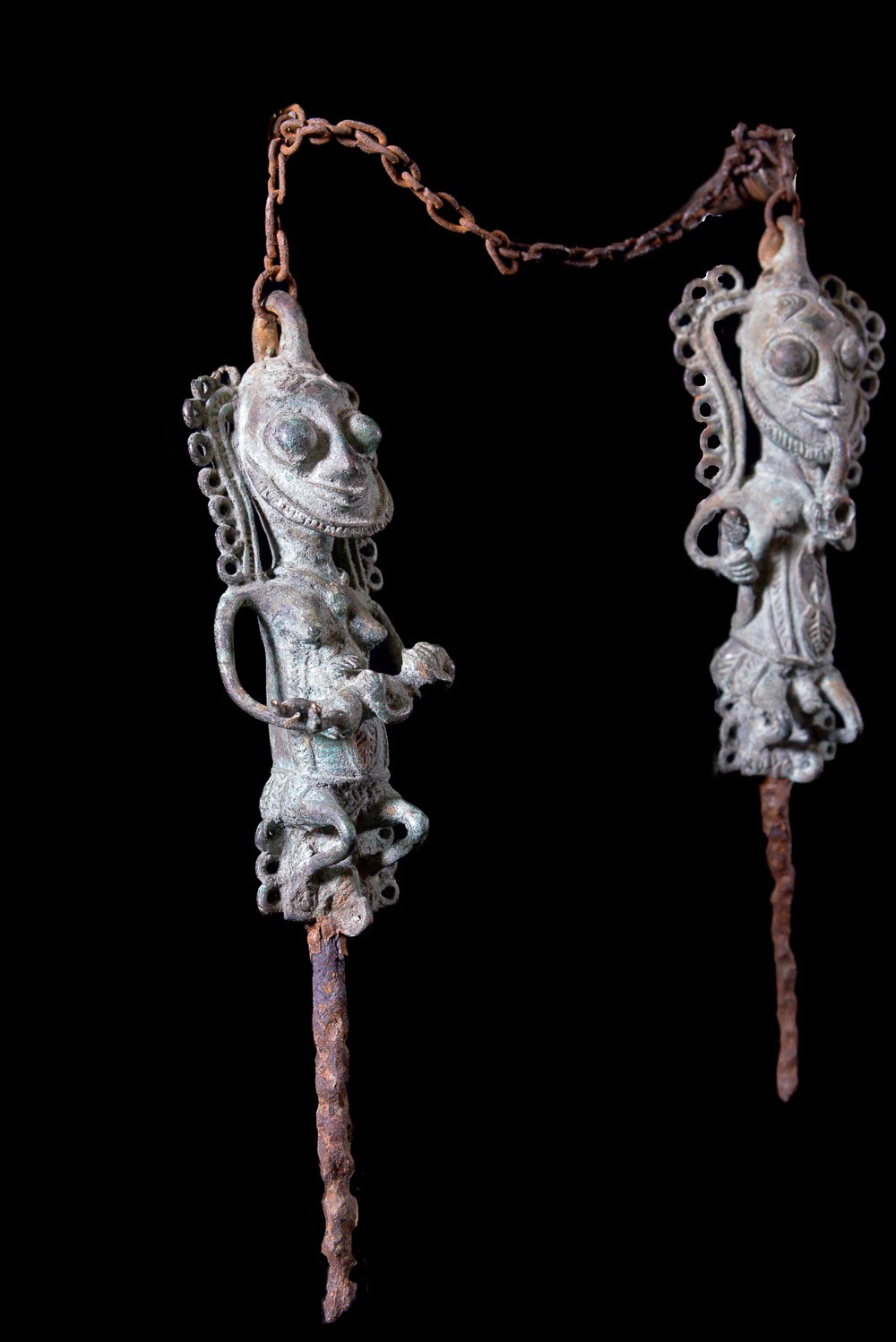 Statuettes Edan en paire de la societe Ogboni - Yoruba Nigeria - Bronzes