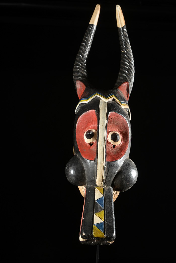 Masque Zamble polychrome - Gouro - Côte d'Ivoire