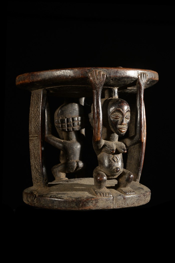 Siege Repose pieds Caryatides - Luba - RDC Zaire - Sieges africains
