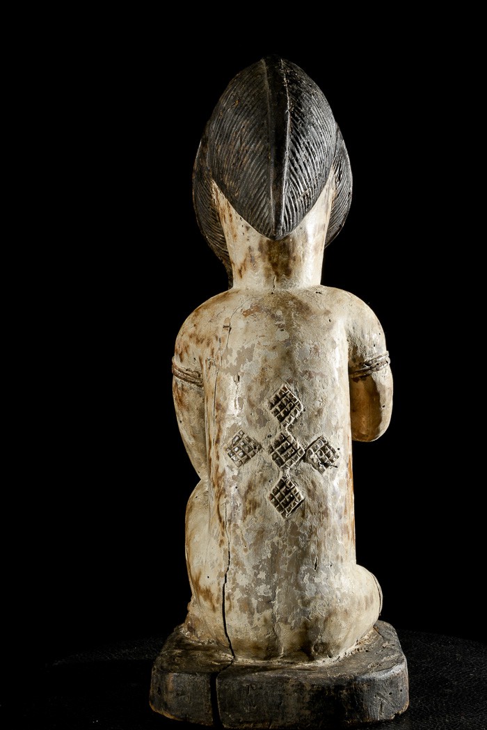 Statuette rituelle feminine masquée - Punu / Pounou Lumbu - Gabon