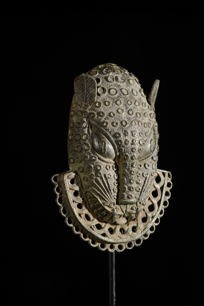 Masque de ceinture léopard en bronze - Bini - Benin Nigeria