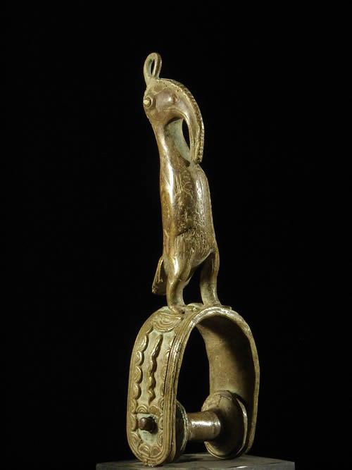 Etrier de poulie a tisser calao bronze - Senoufo - Côte d'Ivoire
