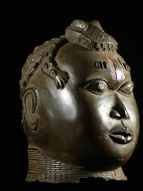 Tete commemorative moderne en Bronze - Bini Edo - Nigeria