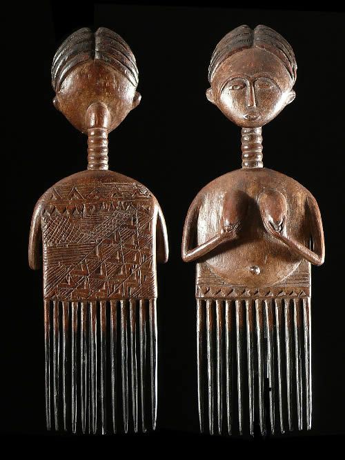 Peigne ancien en bois - Ashanti - Ghana - Coiffes africaines