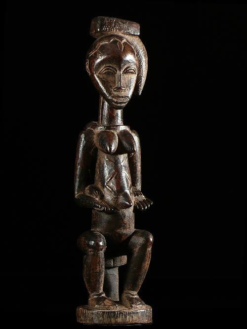 Statuette feminine maternite Zuzu - Gouro - Côte d'Ivoire
