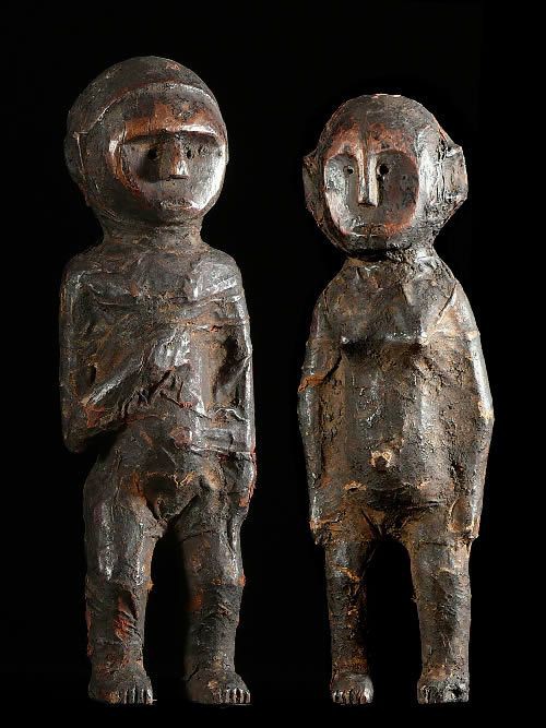 Couple de statues cultuelles anciennes - Sukuma - Tanzanie