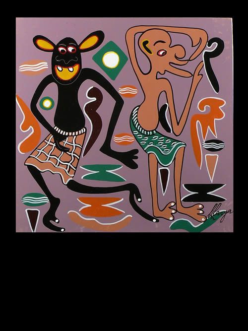 Peinture 30 x 30 - George Lilanga - Makonde
