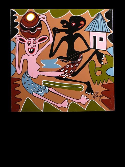 Peinture 30 x 30 - George Lilanga - Makonde