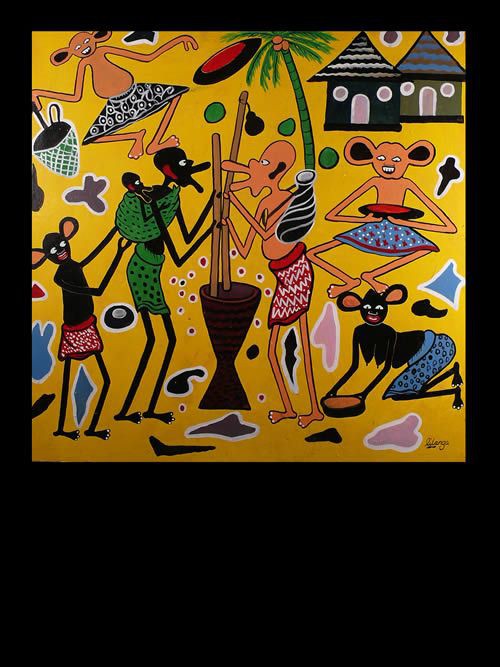 Peinture 60 x 60 - George Lilanga - Makonde