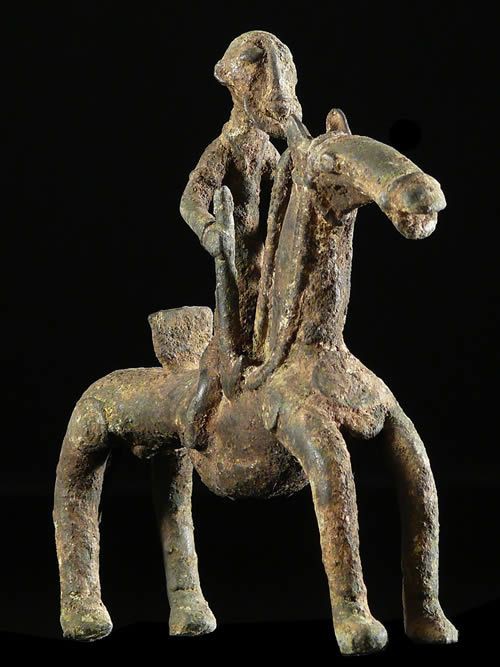 Cavalier et son cheval en bronze - Dogon - Mali
