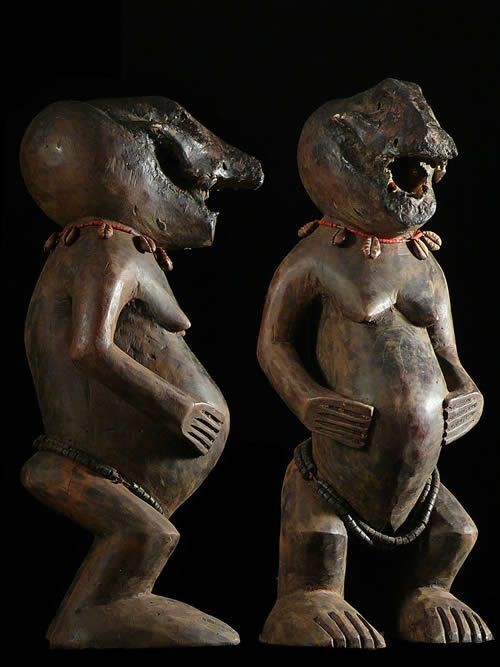 Statuette Fetiche Singe Mbra - Baoule - Côte d'Ivoire
