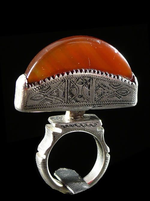 Bague en argent et agathe - Touareg - Niger